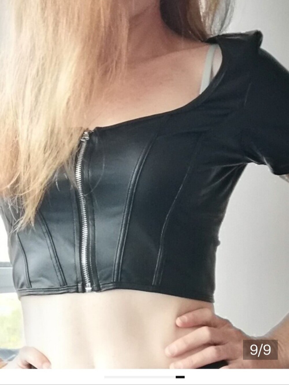 Vegan leather Zip Crop Top